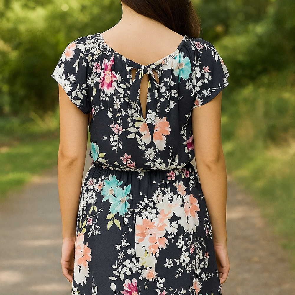 LC Lauren Conrad Navy Floral Mini Dress - Picture 3 of 10